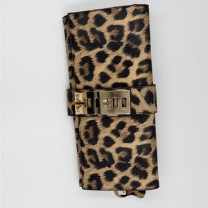 Chic Leopard Print Clutch with Gold Buckle